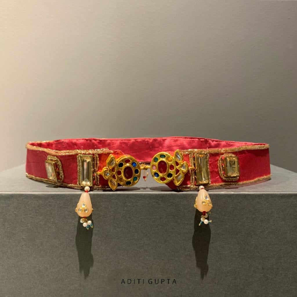 Women's Multicolor Front Buckle Meenakari Belt