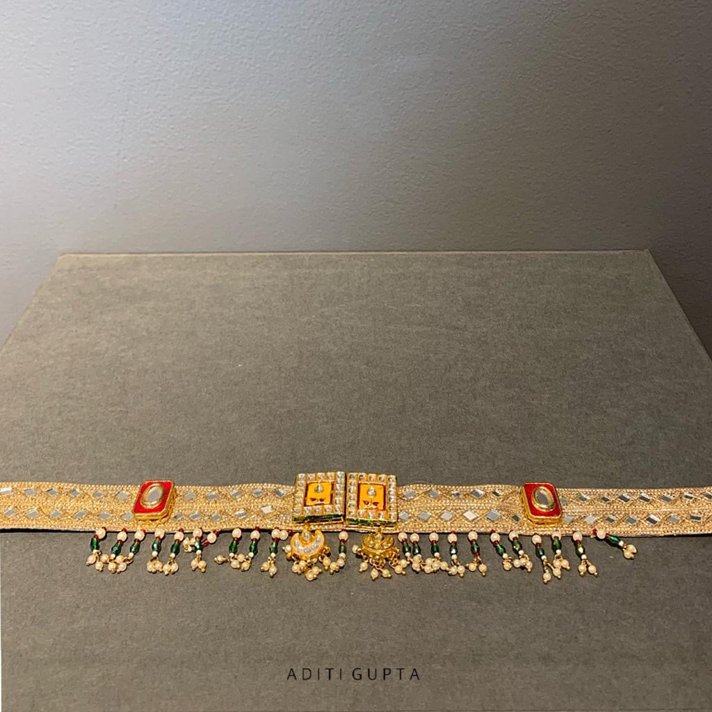 Women's Square Motif Meenakari Waist Belt