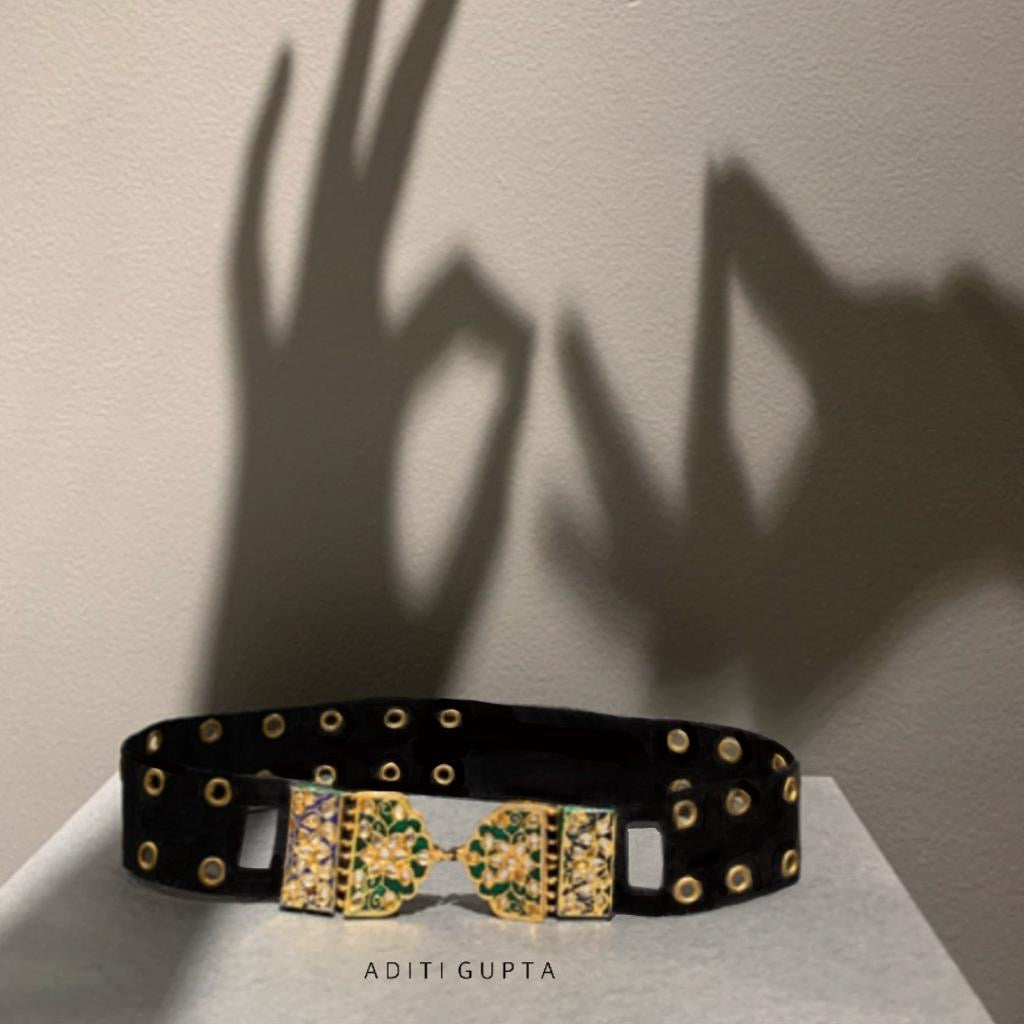 Women's Luxury Green Semi-circle Cocktail Belt