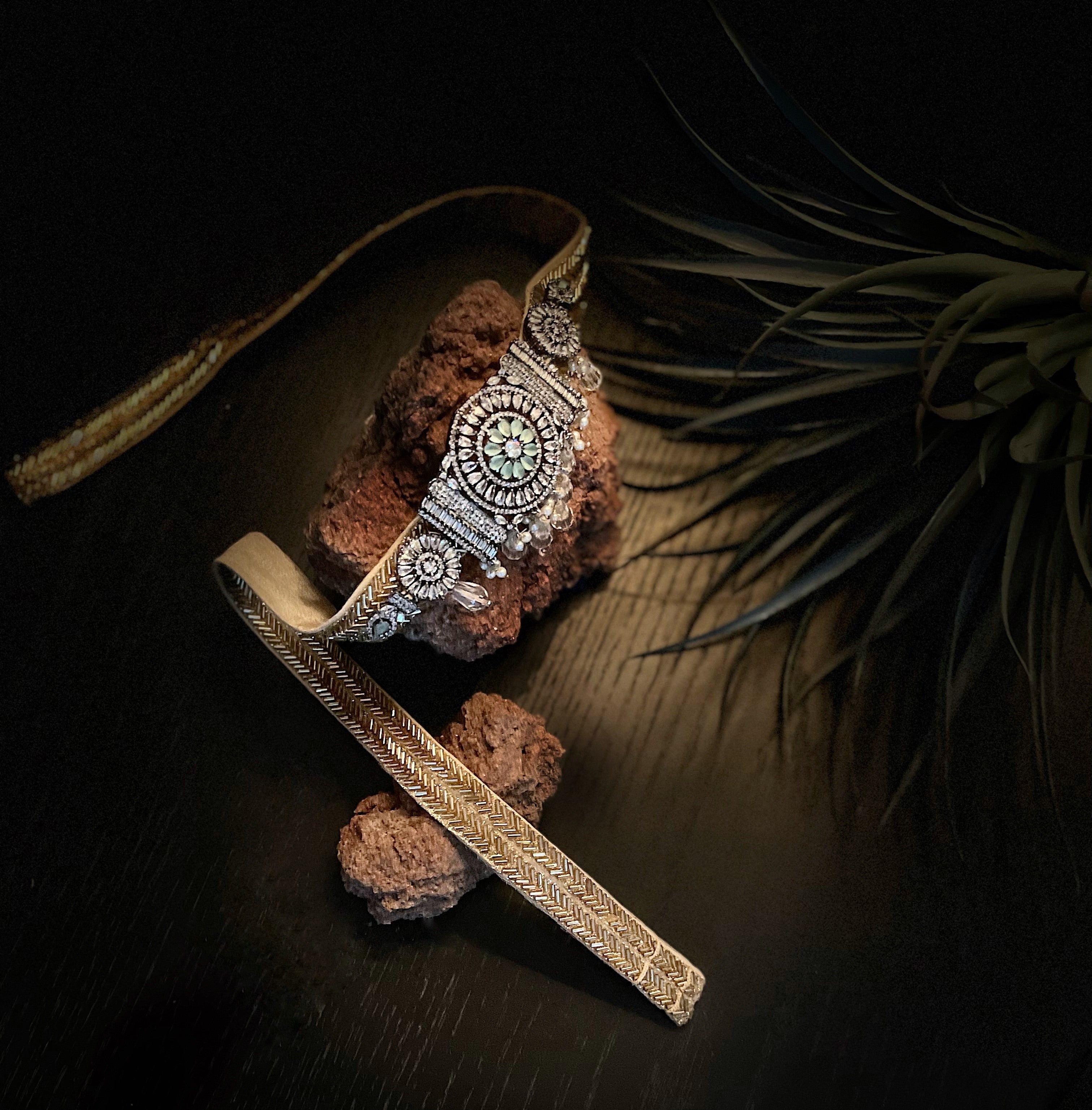 Women's Silver Crystals Cocktail Belt