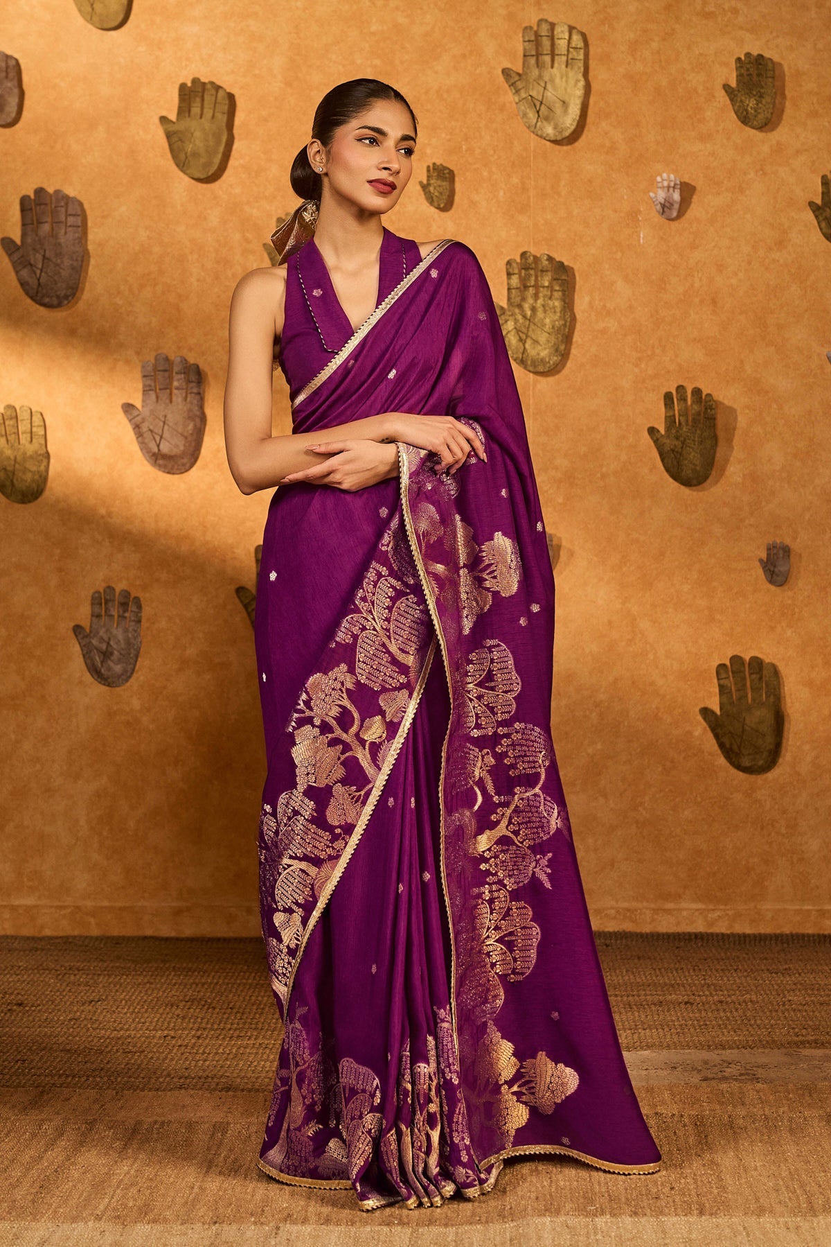 Berry Wine Jacquard Berry Wine Zen Saree