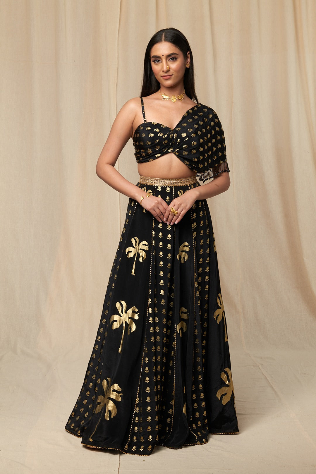 Black Wallflower Lehenga Set
