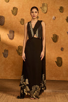 Black Zen Stitched Saree Fusion Set