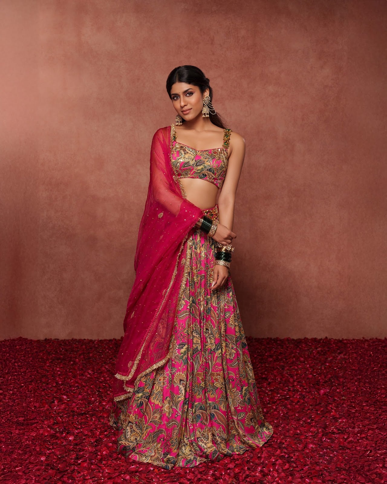 Blush Pink Organza Hand Embroidered Lehenga Set