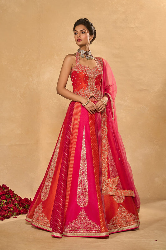 ORANGE NAINA LEHENGA