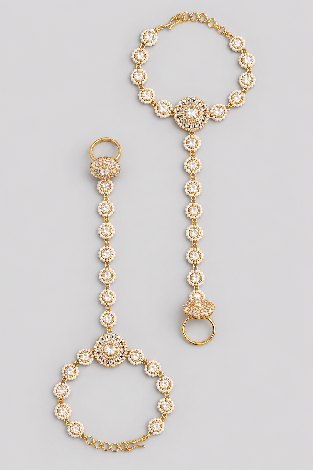 Yamini Gold Finish Kundan Hathphool