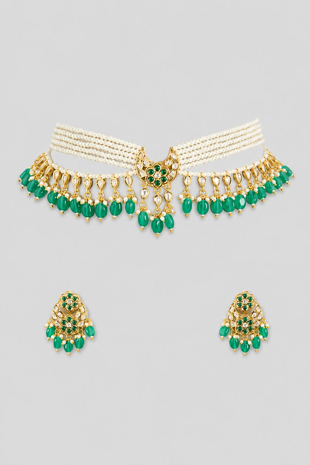 Chandrikaa Green Pearl Kundan Choker