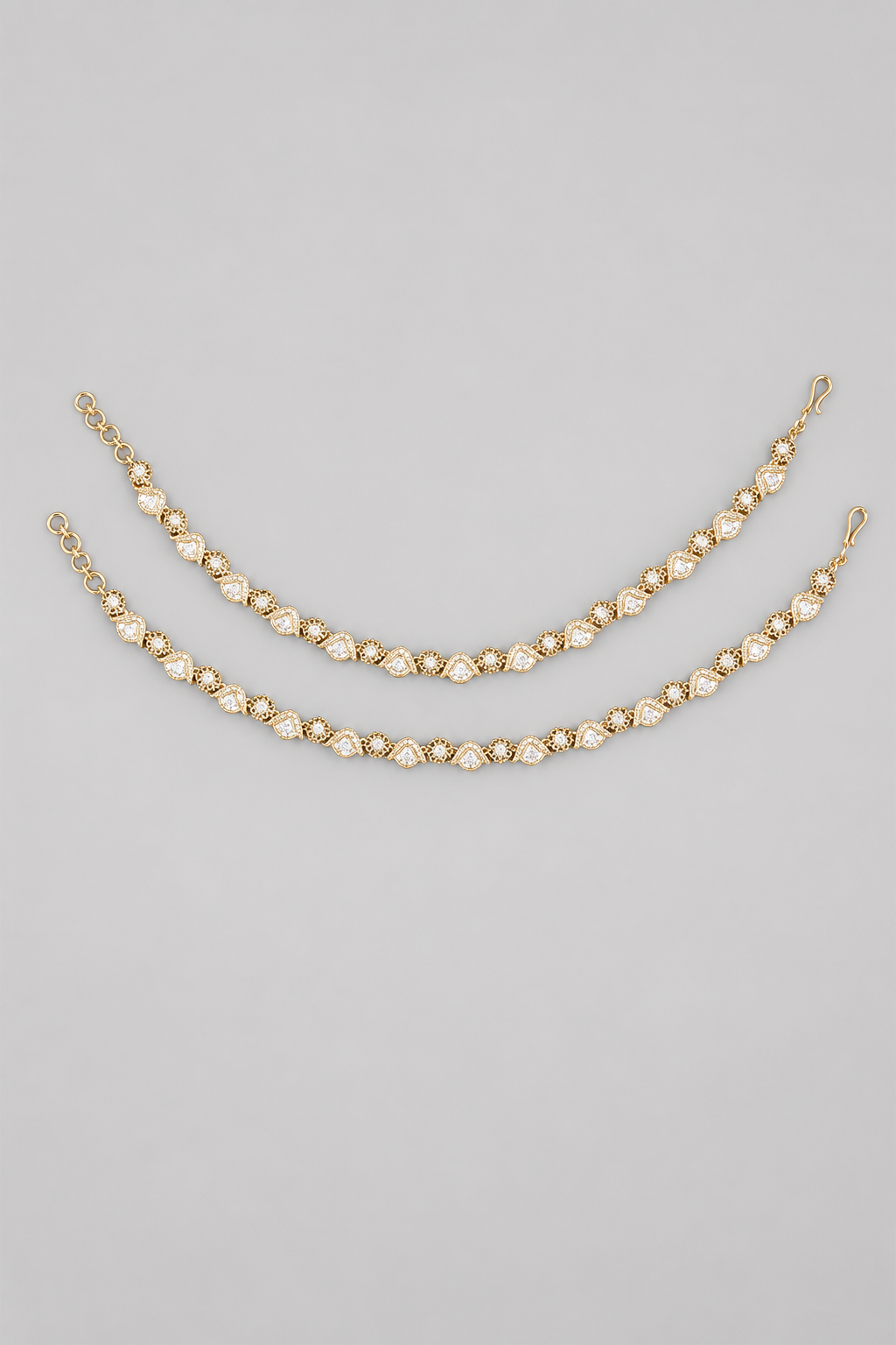 Ektara Gold Finish Kundan Polki Anklets