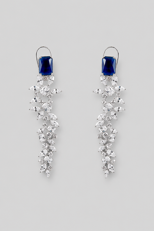 Iraaya Sapphire White Finish Diamond Earrings