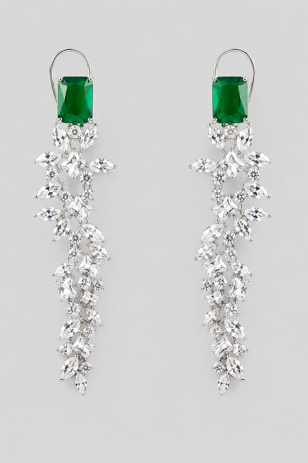 Iraaya Emerald White Finish Diamond Earrings