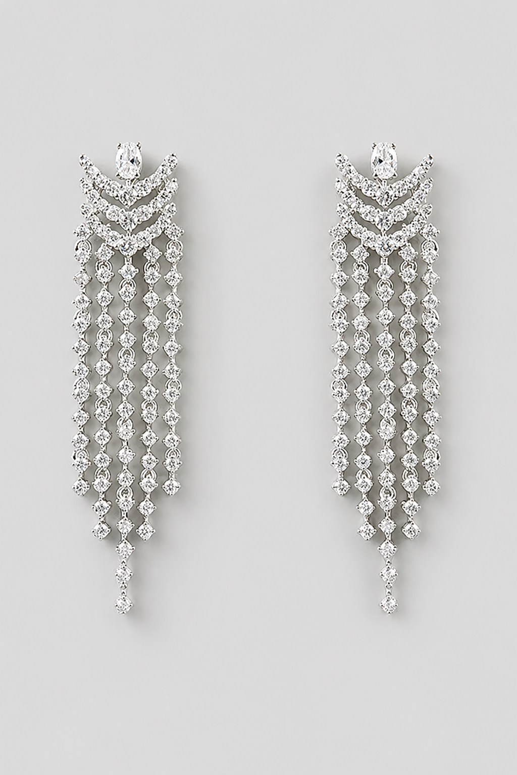 Aabha White Finish Diamond Earrings