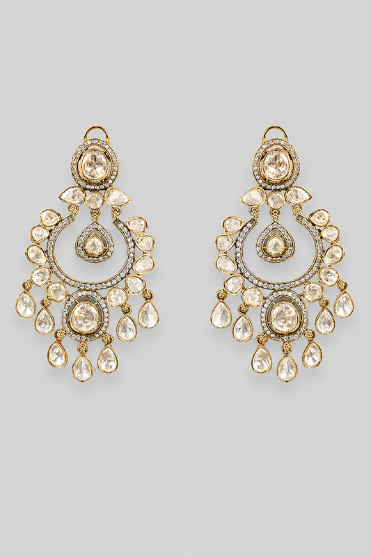 Yashvi Two Tone Finish Polki Chandbalis