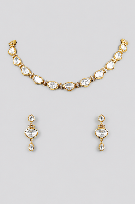 Devanshi Gold Finish Kundan Necklace Set