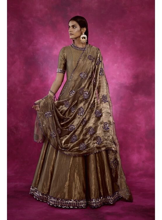 Copper Shimmer Mughal Boota Set