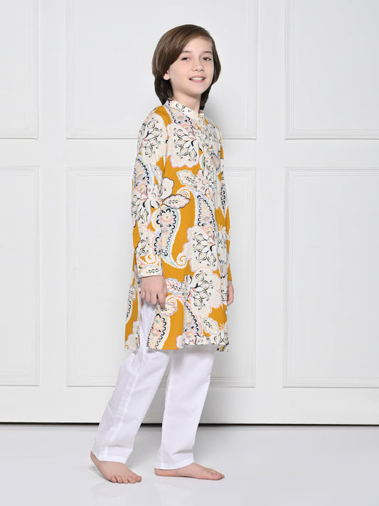 Yellow paisley - A Yellow Kurta set for boys