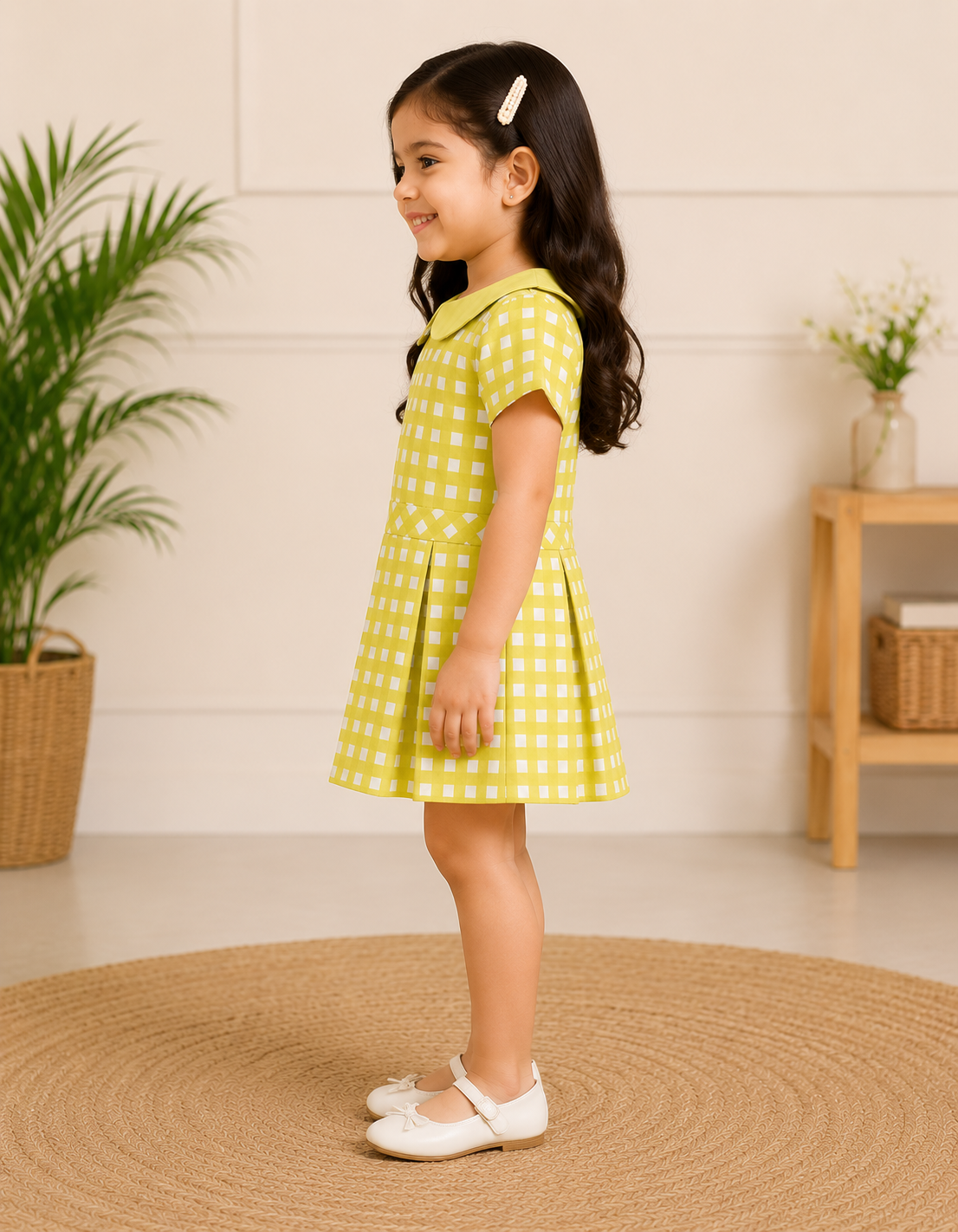 Lemon yellow Peter Pan collar dress