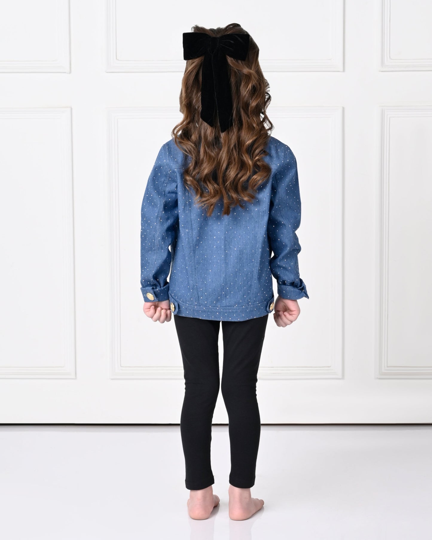 Light Blue Over Size Polka Dot Full Sleeve Denim Jacket