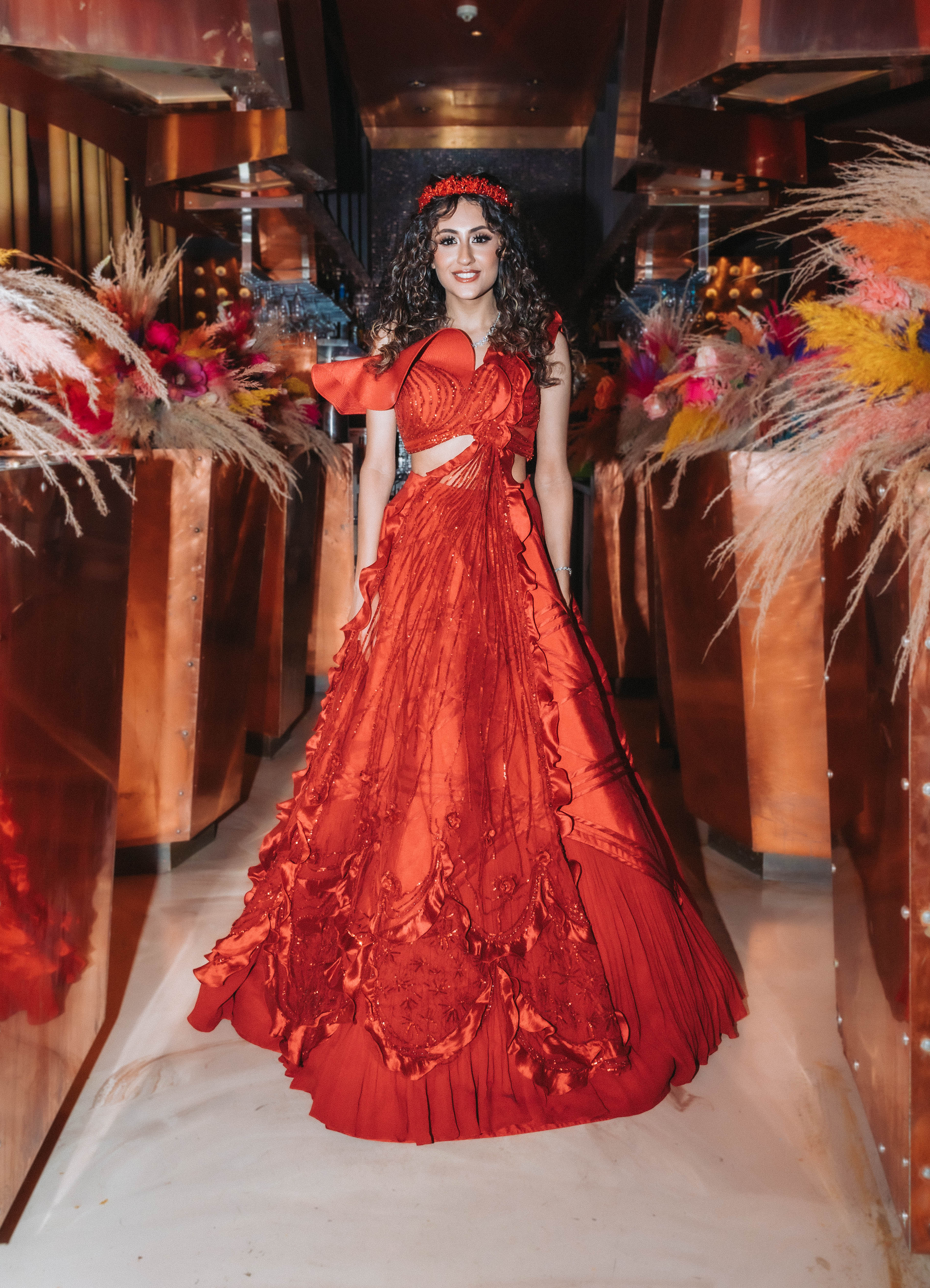 dress-Aaliyah in Brill Crimson Set