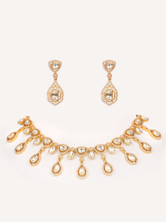 Fariza Gold Finish Moissanite Necklace Set