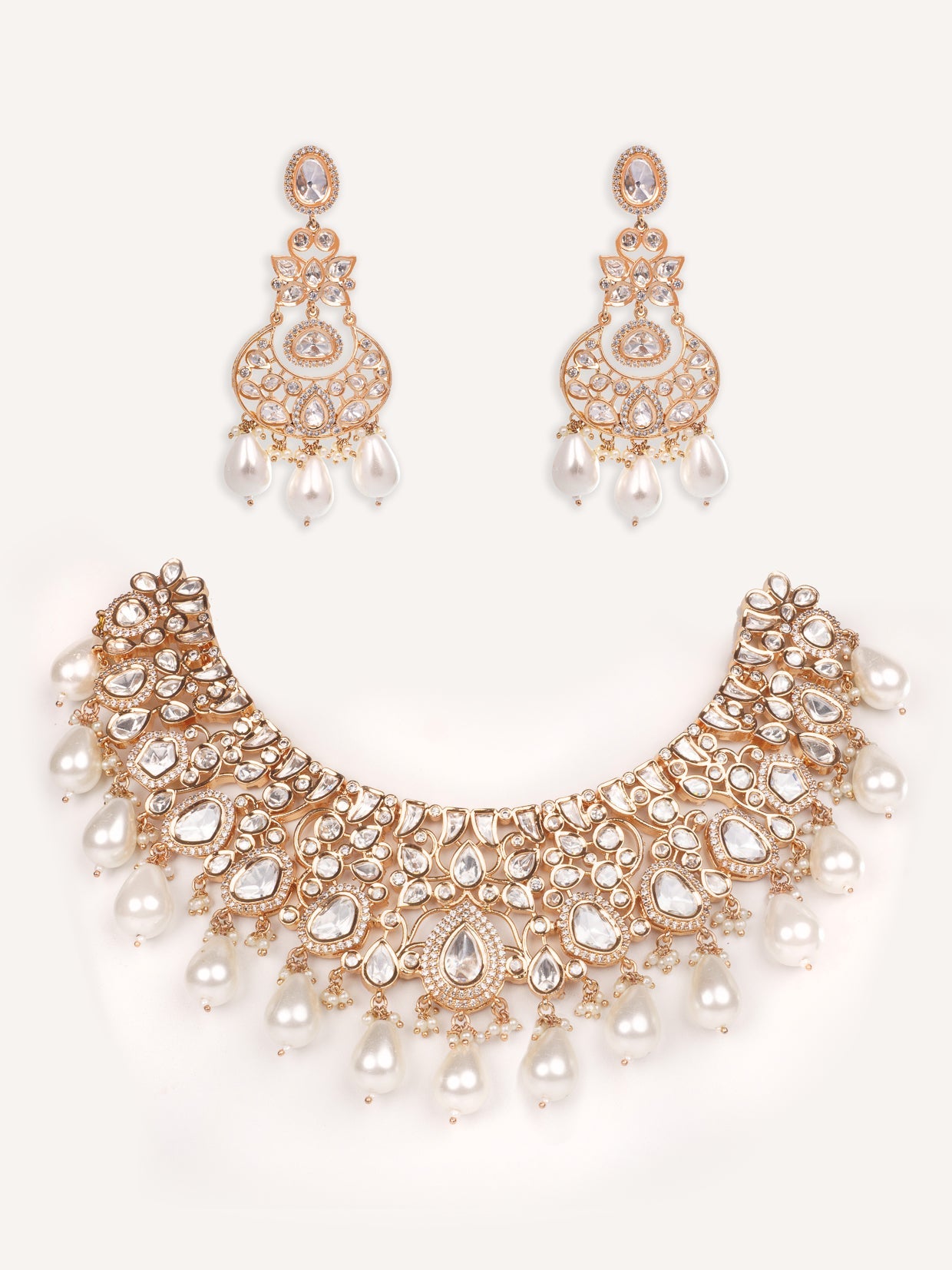 Ditya Gold Finish Kundan Necklace Set