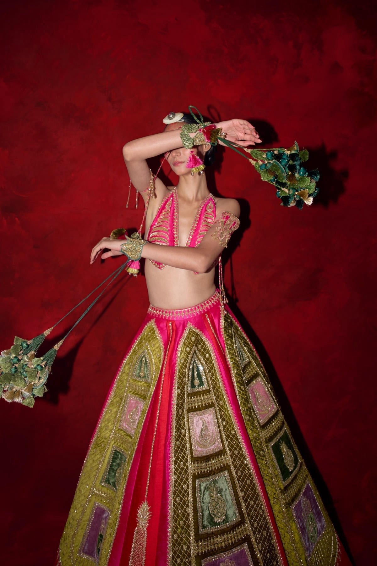 ‘Pink Palm Parade’ Lehenga