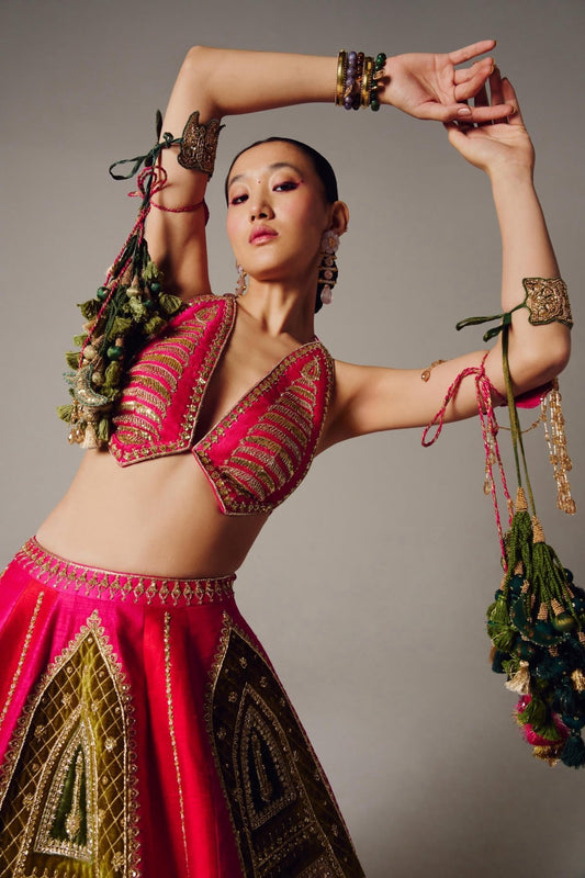 ‘Pink Palm Parade’ Lehenga