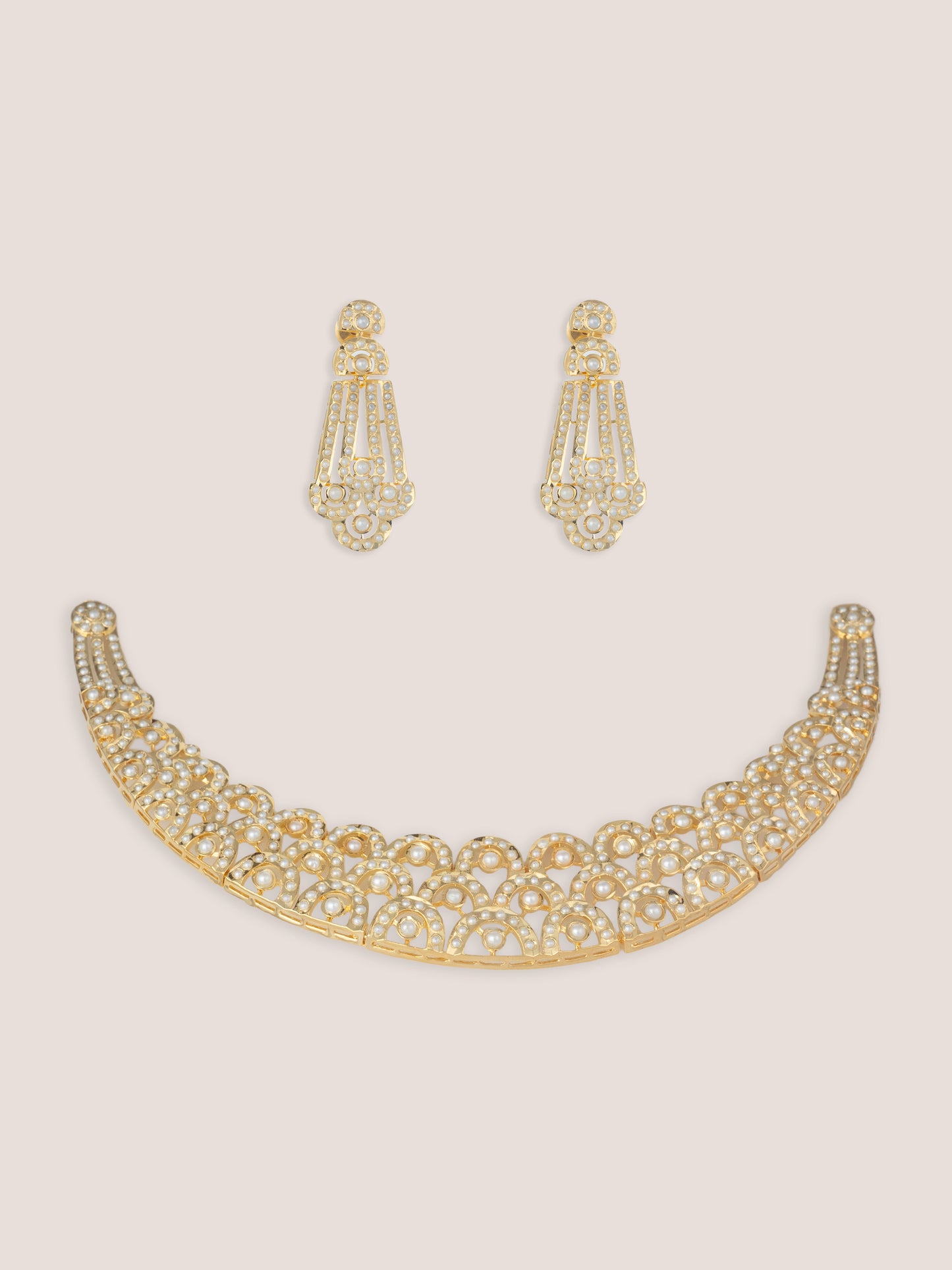 Nyra Gold Finish Jadau Necklace Set