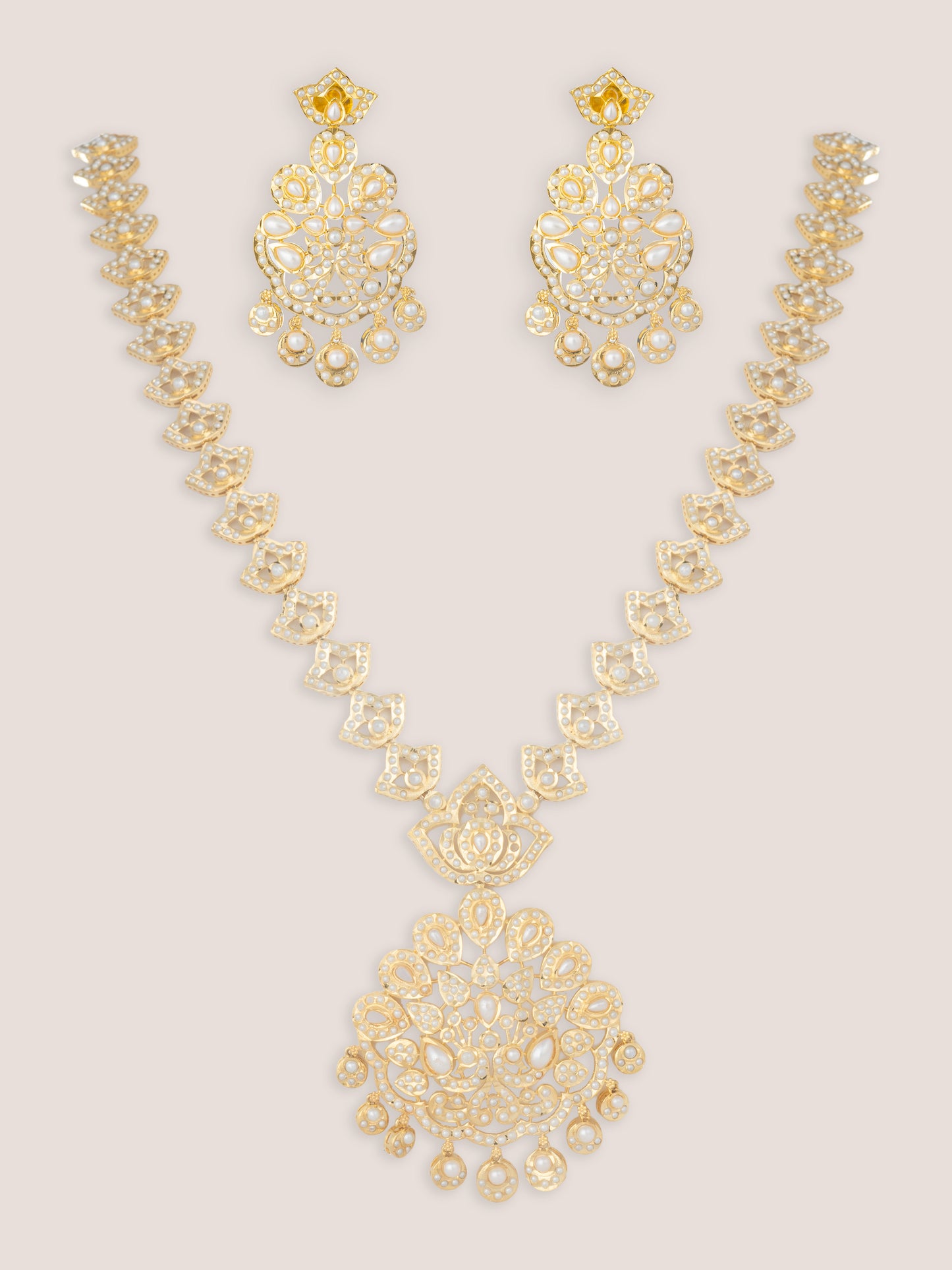 Nakesha Gold Finish Jadau Long Set