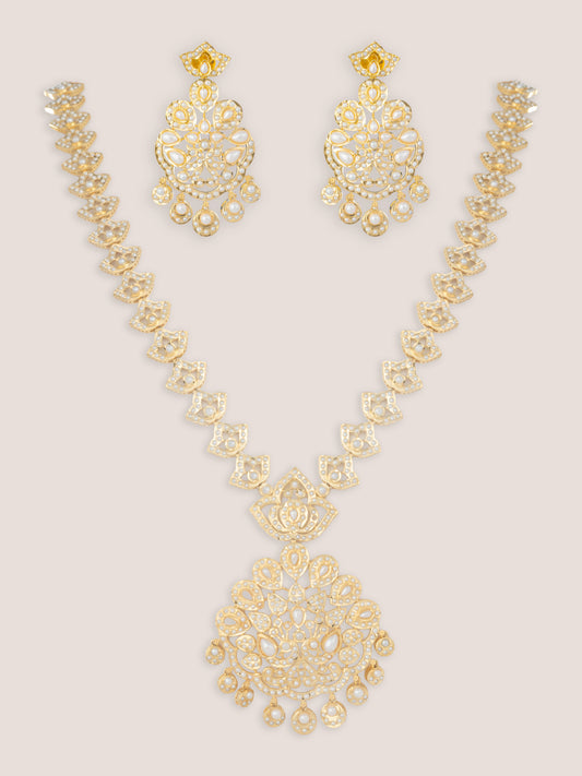 Nakesha Gold Finish Jadau Long Set