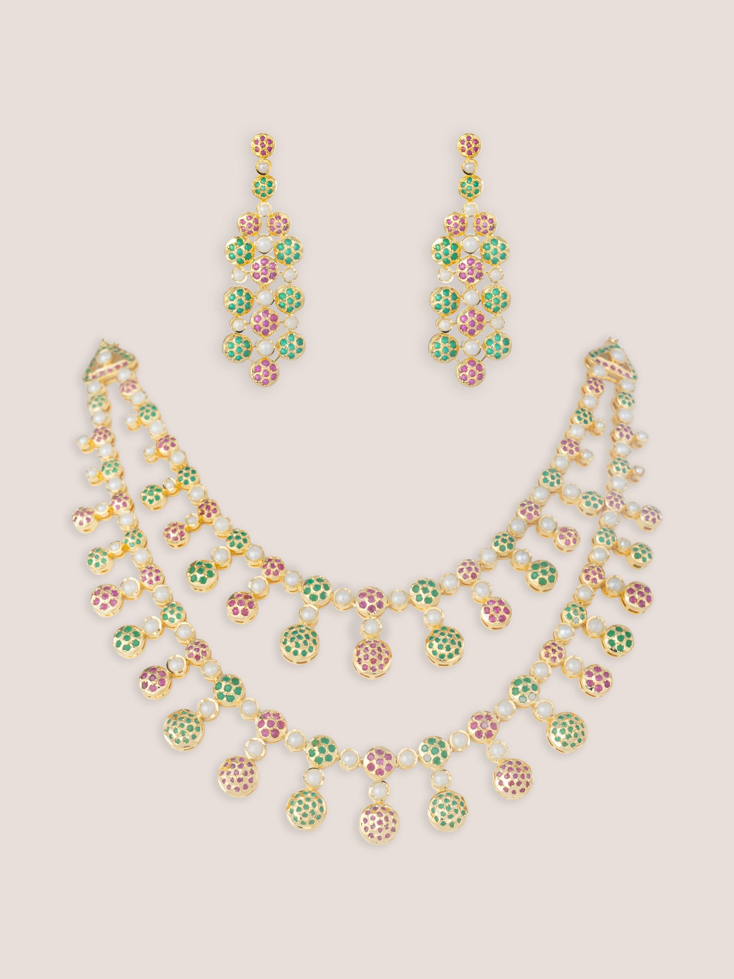 Mihira Multicolor Gold Finish Jadau Long Set