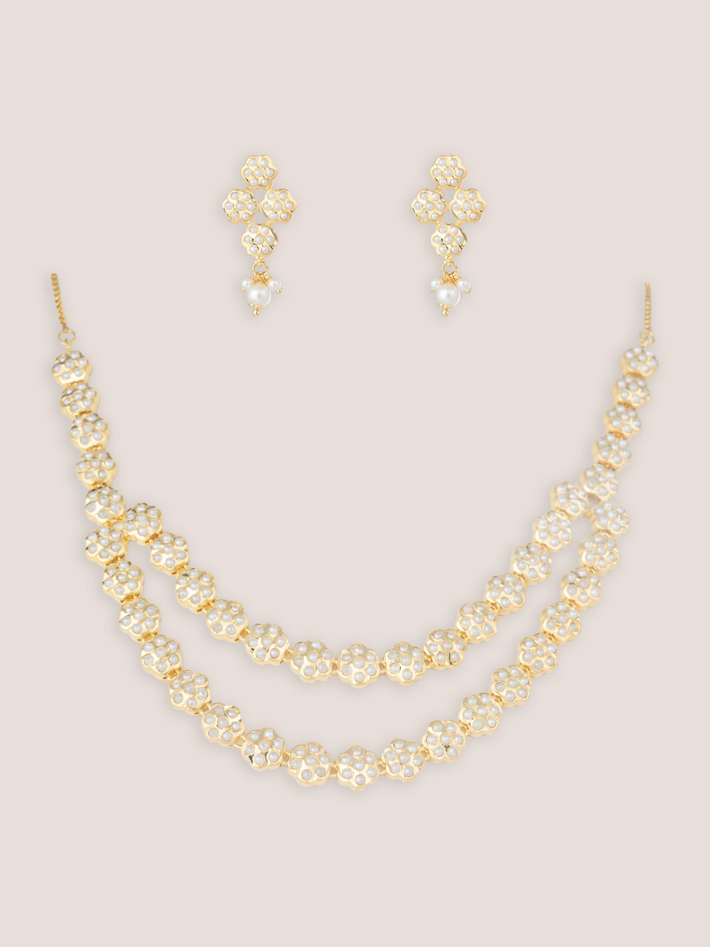 Neena White Gold Finish Jadau Long Set