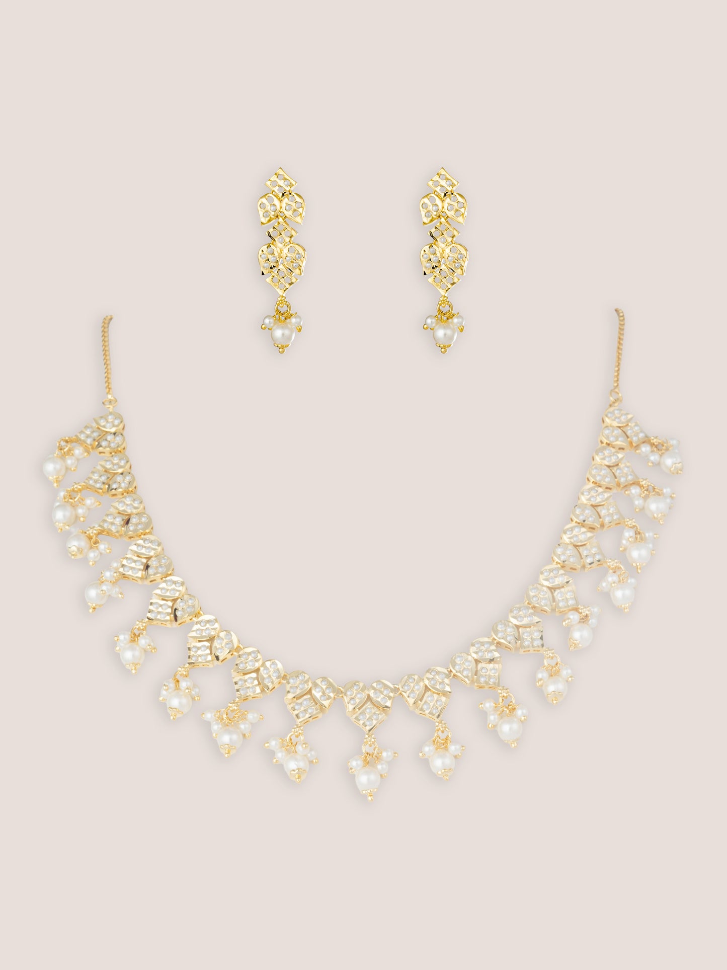 Aishani Gold Finish Jadau Necklace Set