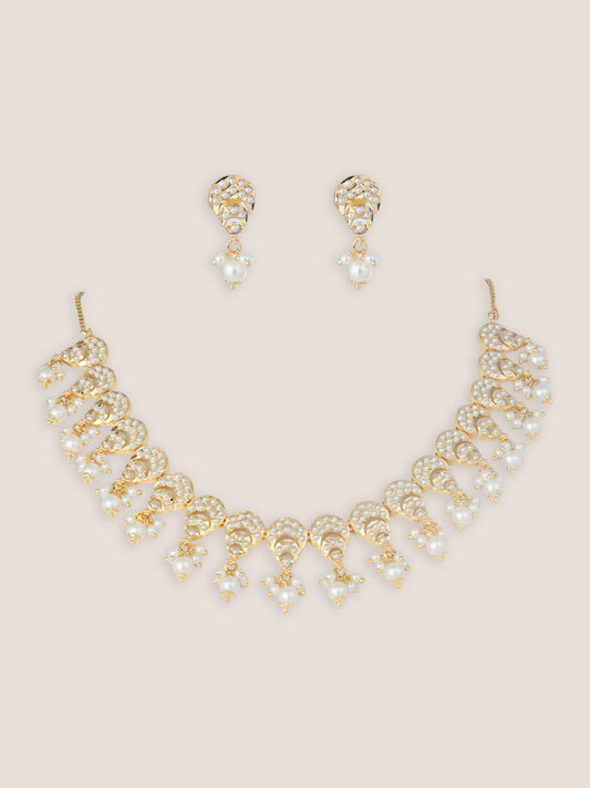 Aleena White Finish Jadau Necklace Set