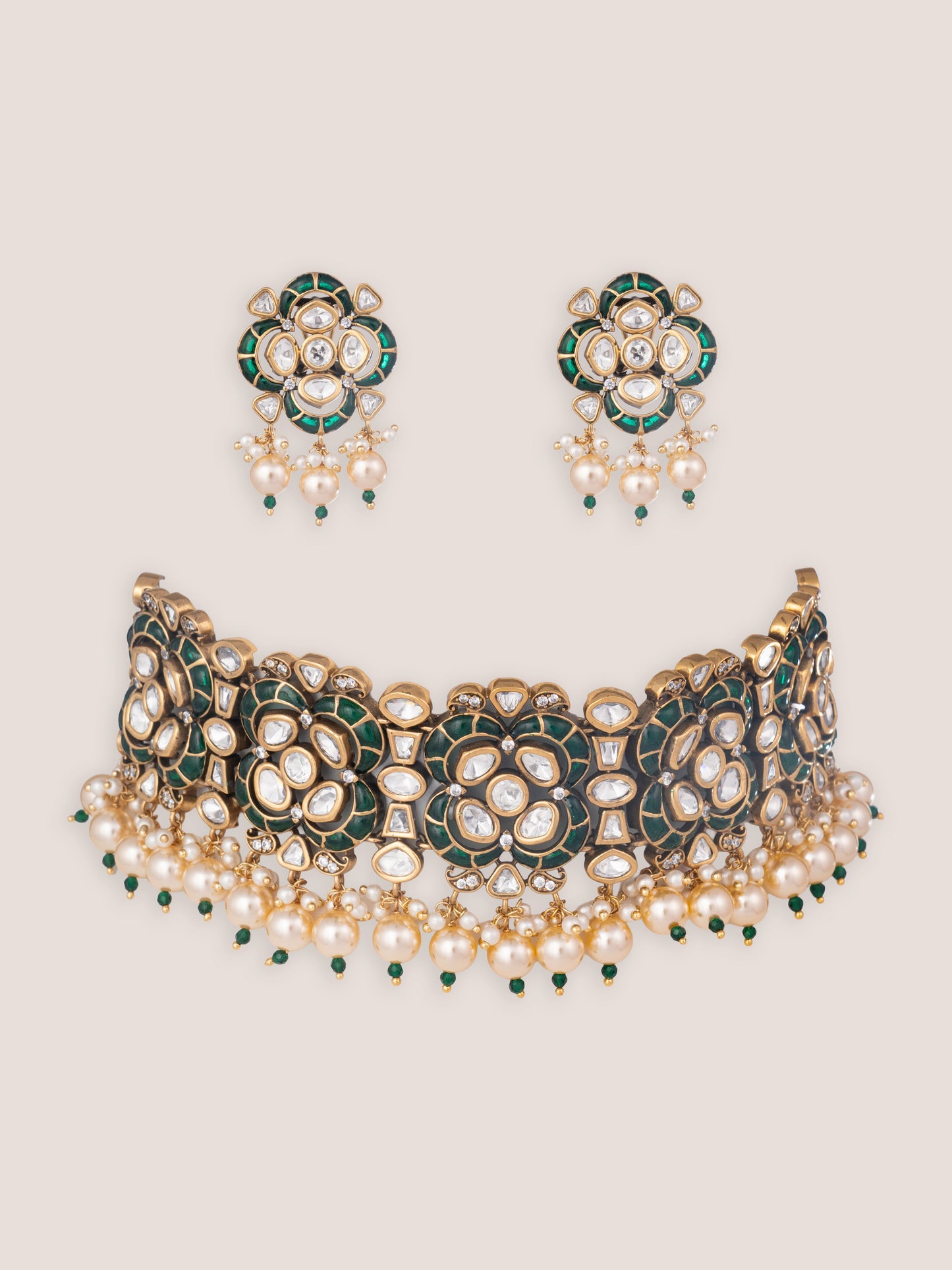 Rishika Green Kundan Choker