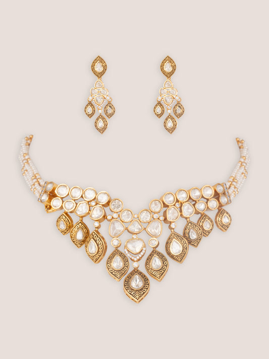 Arshita Gold Finish Moissanite Choker