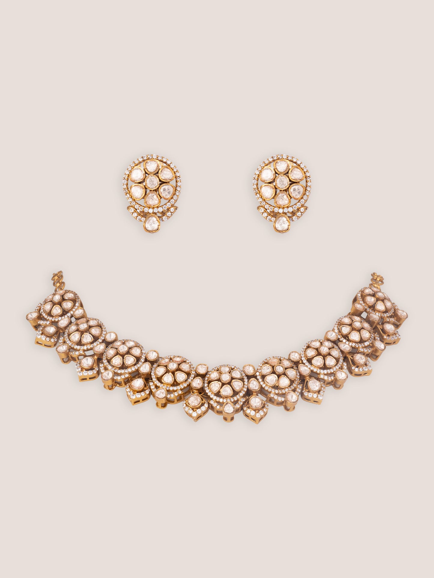 Kairavi Two Tone Polki Necklace Set