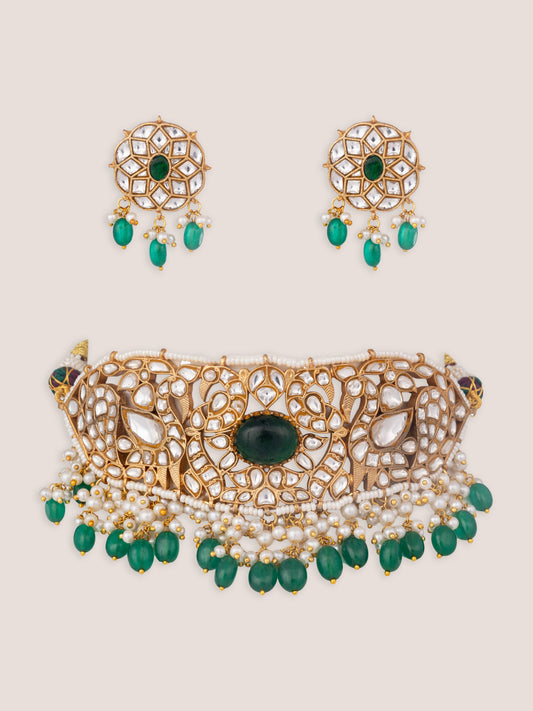 Sumeera Green Pearl Kundan Choker
