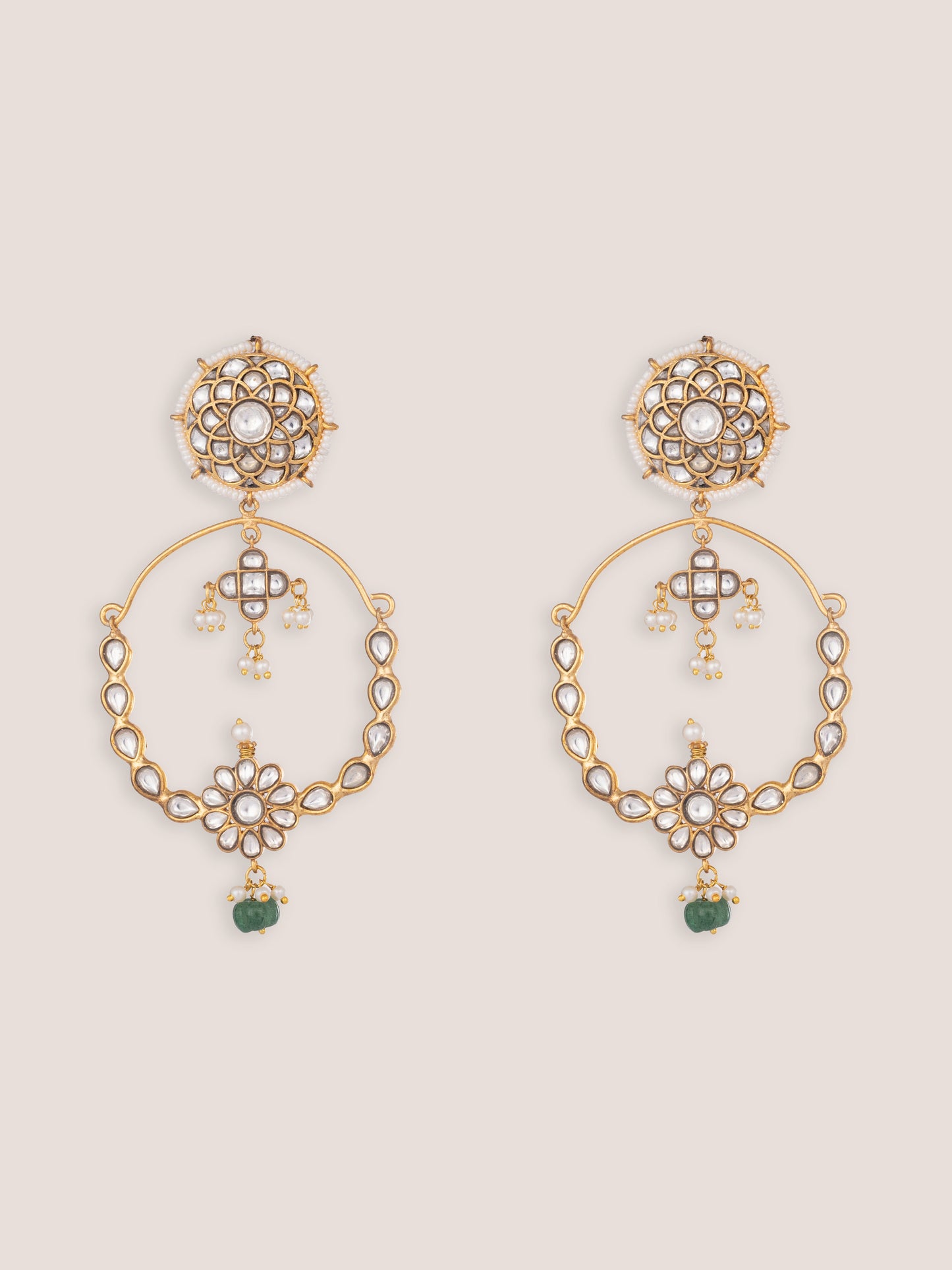 Lumira Gold Finish Kundan Chandbalis