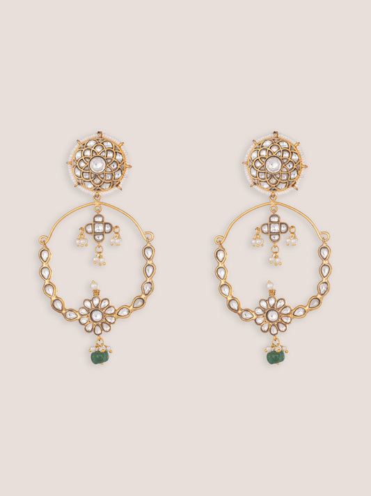 Lumira Gold Finish Kundan Chandbalis