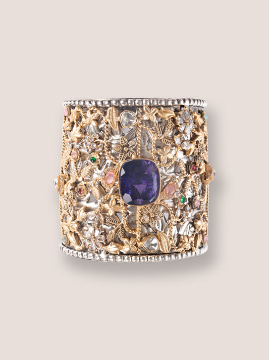 Tanvi Purple Metal Kundan Bracelet