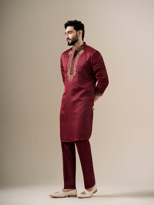 Gilded Maroon Kurta Set