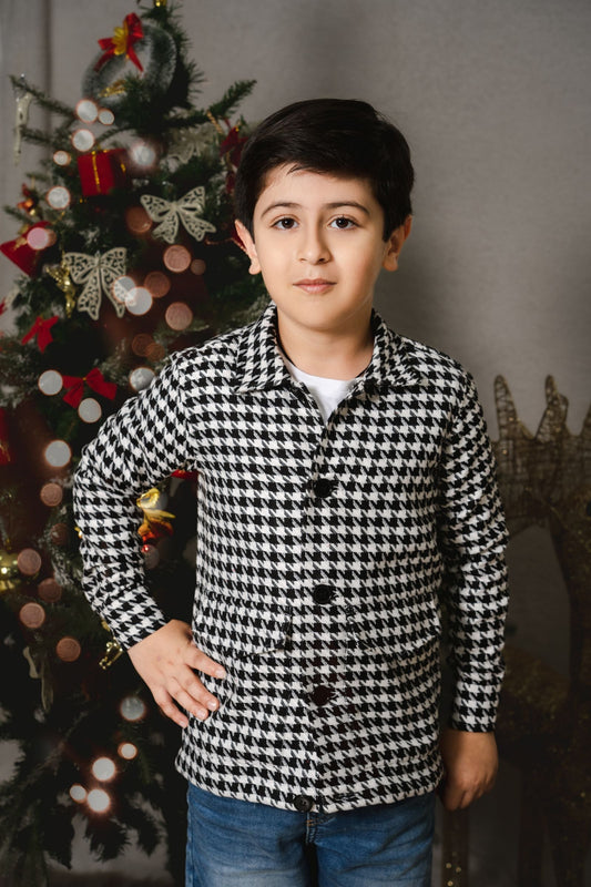 HOUNDSTOOTH B&W - BOYS SHIRT