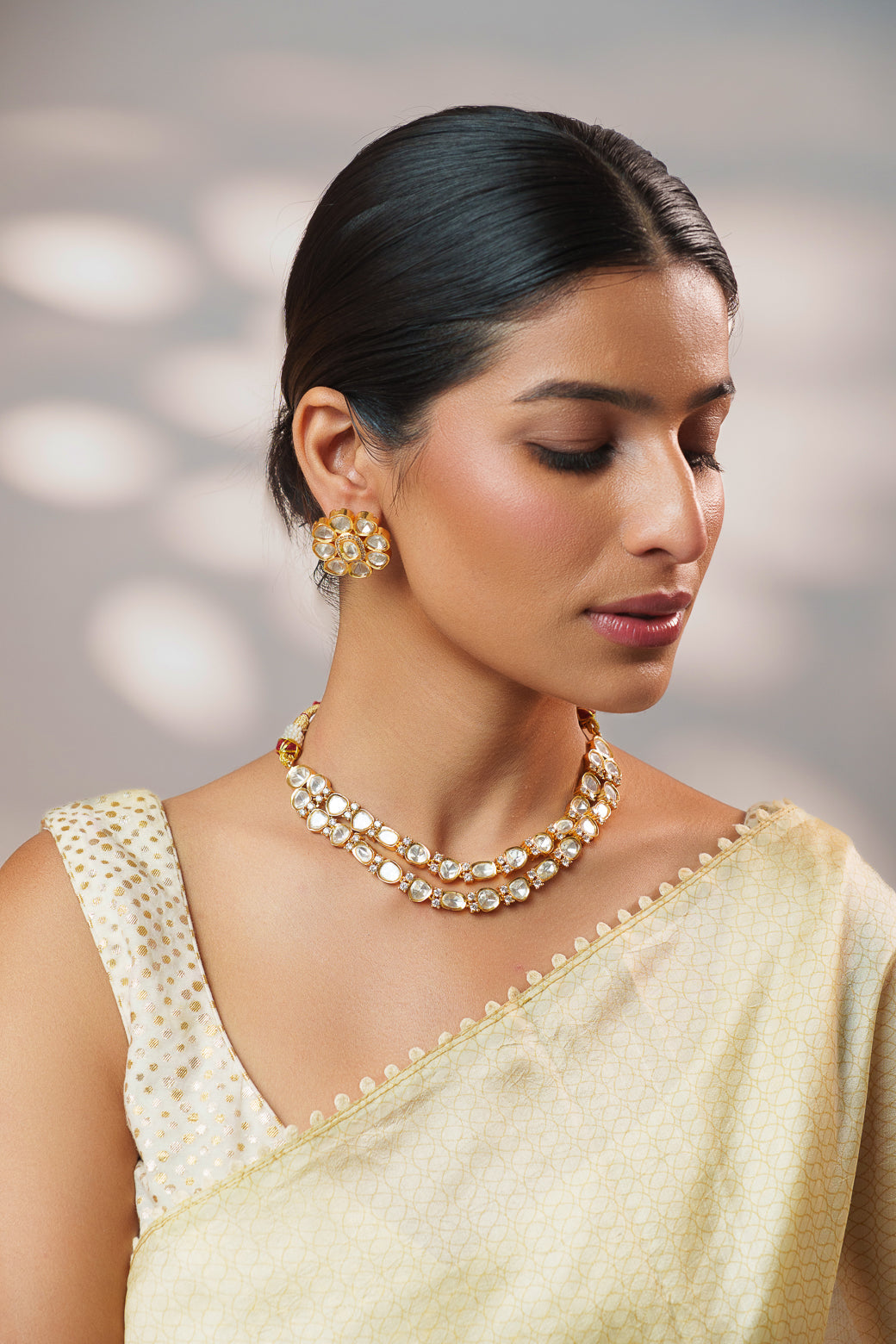 Maayra Gold Finish Kundan Necklace Set