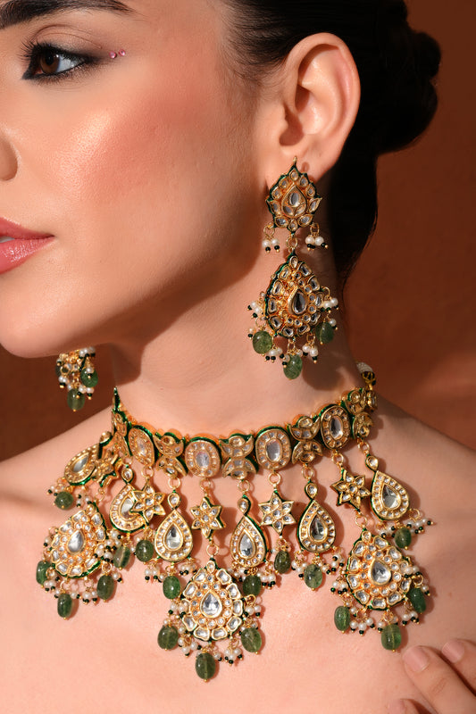 Gold plated ethnic necklace set