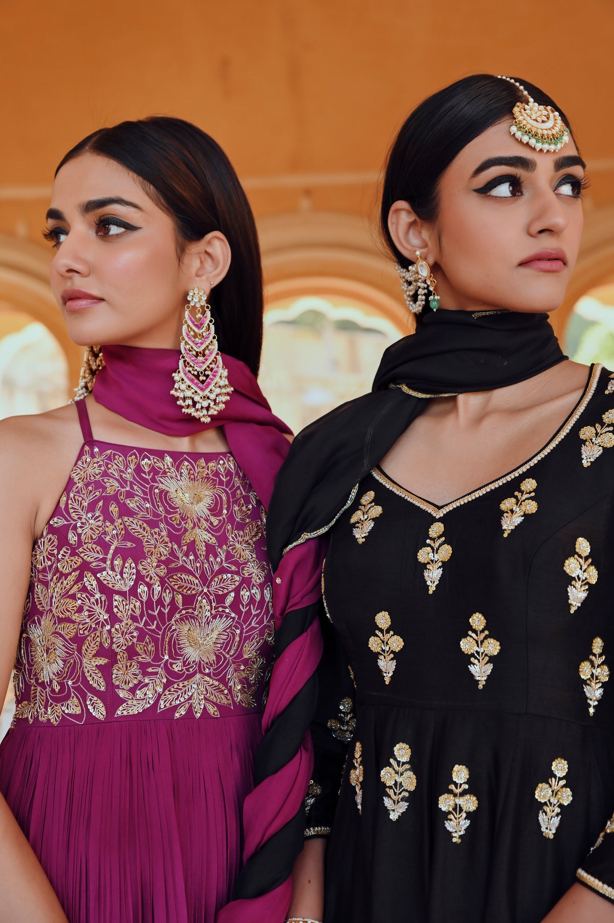 MAGENTA BIG FLOWER JAAL EMBROIDERED ANARKALI WITH DUPATTA- EC-AK-RAHI25-06- Magenta