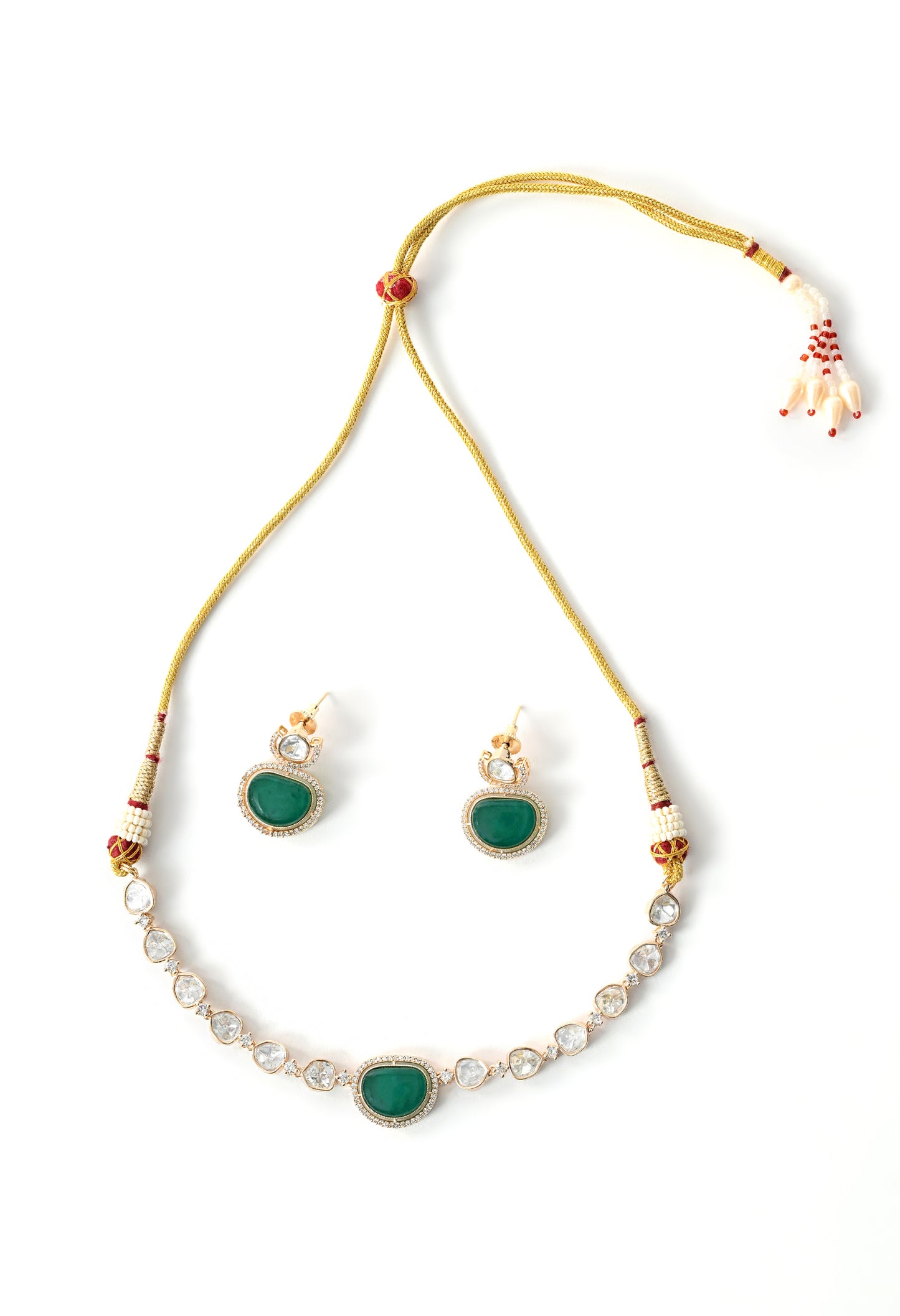 Gold plated ethnic necklace with earings