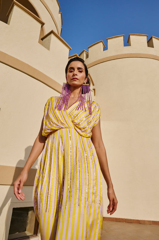 YELLOW STRIPED JUMPSUIT- EC-JS-EG24-15- YellowWhite