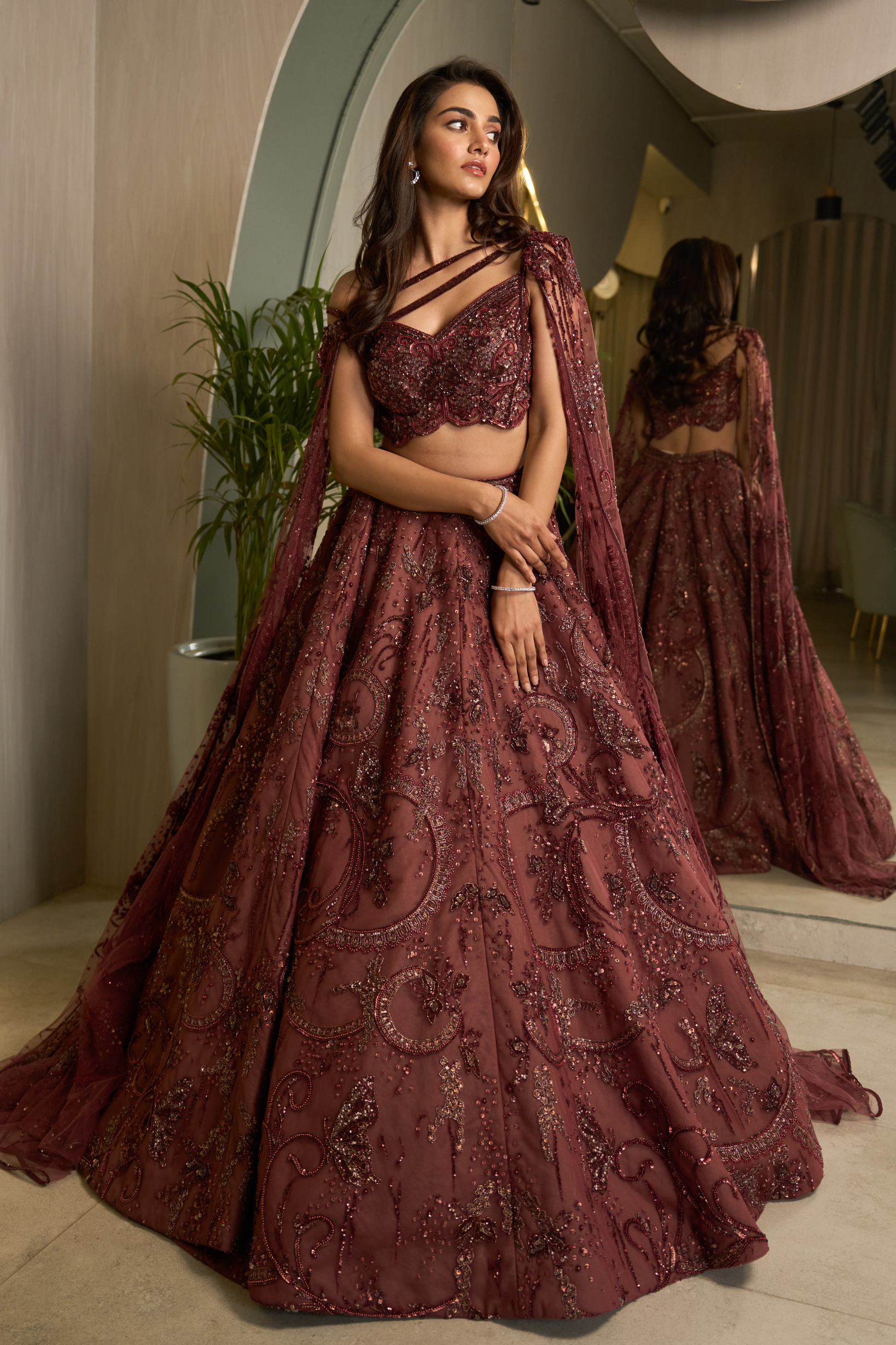 Dark Raspberry Butterfly Dream Lehenga