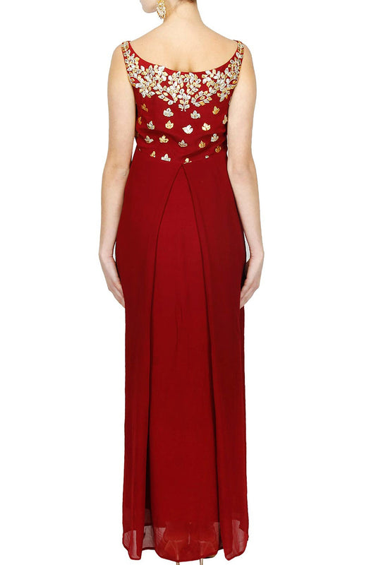 Maroon gota pati gown