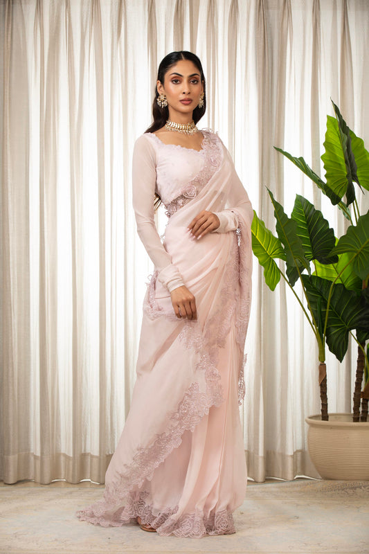Pink Nikaza Saree Set
